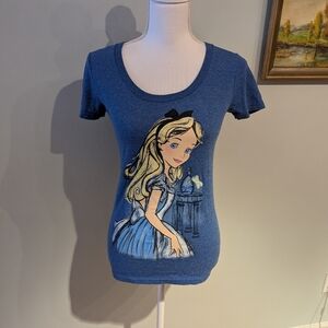 Disney Store Alice in Wonderland Sketch Art Women's Small Fitted T-Shirt Tee